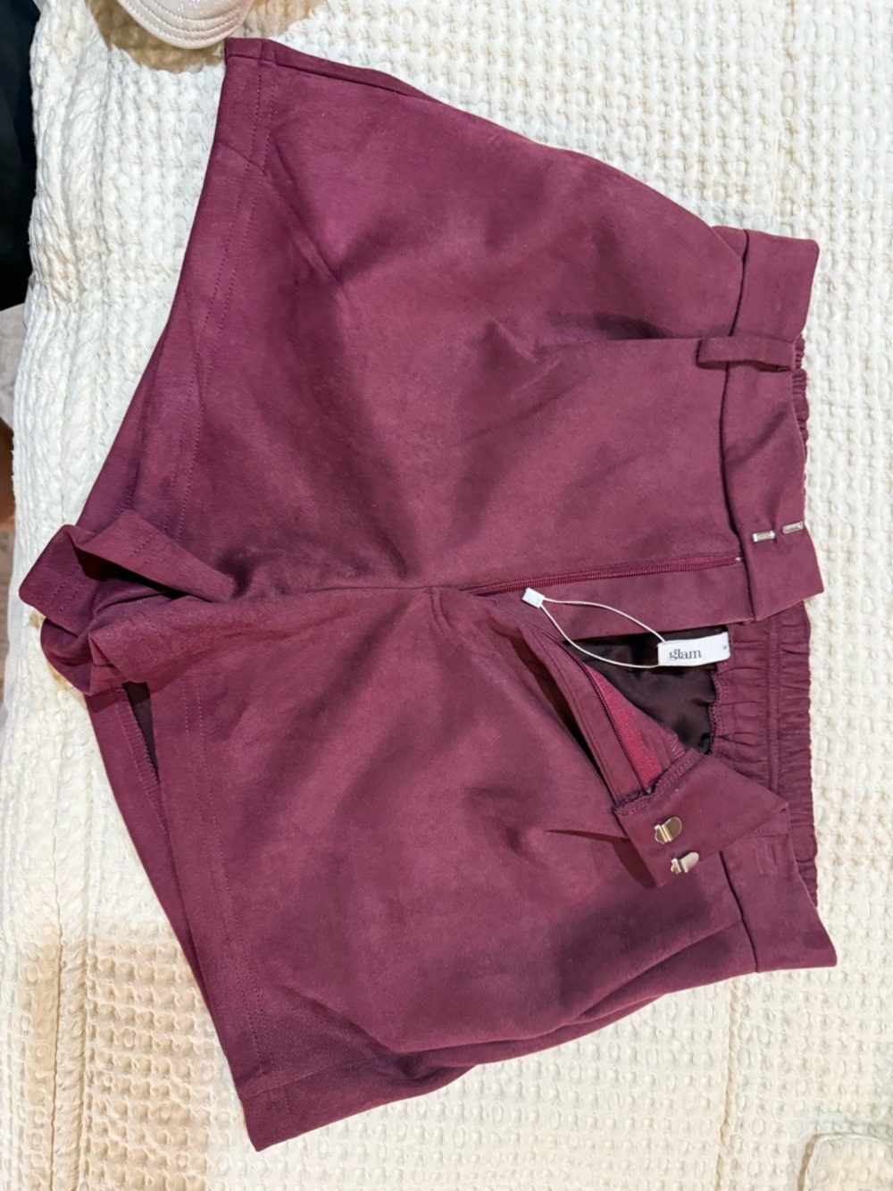 W118 by Walter Baker Maroon High-Waist Tailored Shorts